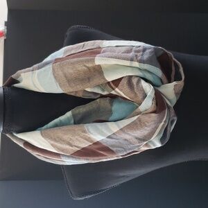 Brown, White and Blue infinity scarf